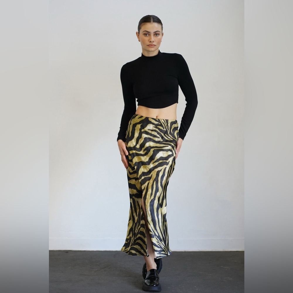 LNA Surplice Silky Midi Skirt in size Small